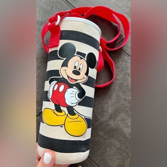 Disney Store Mickey Mouse White Water Bottle Aluminum Neoprene Cover Shoulder - Picture 4 of 11